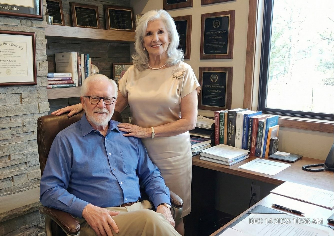 Dr. Everett Sinclair and his wife at home in Asheville, NC